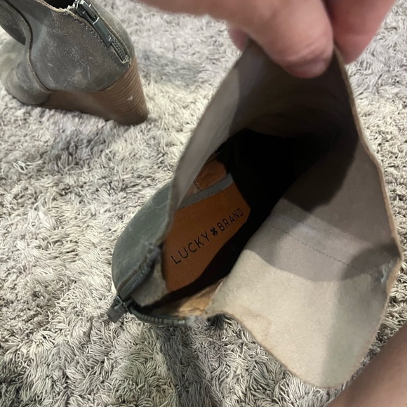 Lucky Brand Taupe Wedge Peep-Toe Booties - Picture 6 of 6